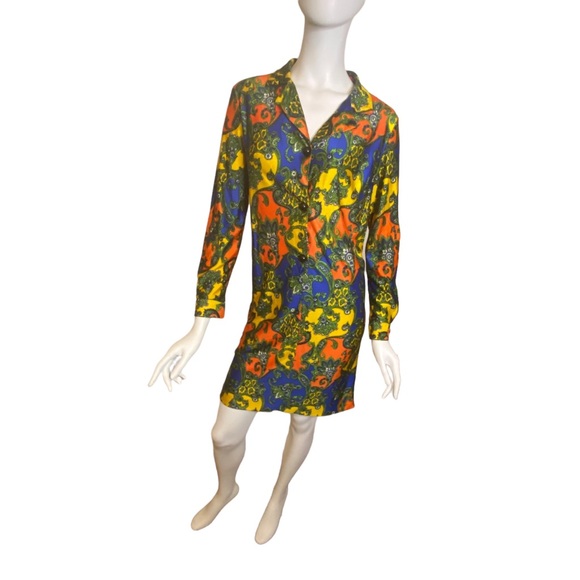 Vintage 70s Mod Floral Paisley Midi Dress - Picture 4 of 14